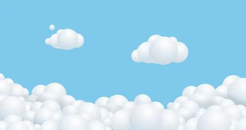 3d White Clouds Background Plasticine Cartoon Style. Vector Illustrazione stock