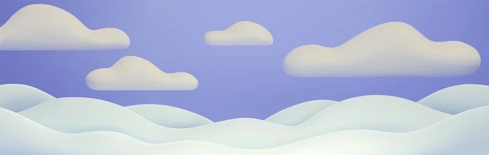 3D white clouds on blue sky background Stockillustratie