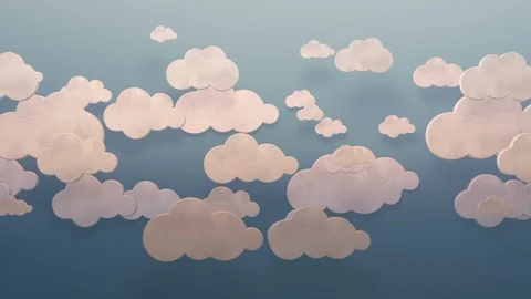 3d white clouds moving horizontally on a blue sky wall flat style background loo Stock Footage 123233721