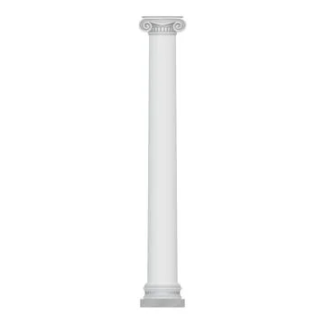 3D white column, classic stone pillar of Roman or Greece castle, temple Illustrazione stock