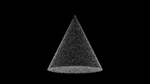 3D white cone on black background. Object consisting of flickering particle.. Illustrazione stock