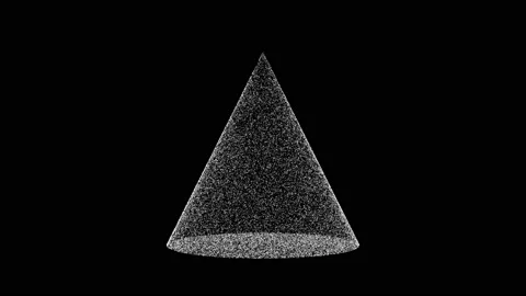 3D white cone rotates on black background. Object consisting of flickering Stock-Footage 231094943