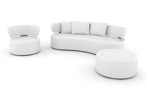 3d white couch isolated on white Illustrazione stock