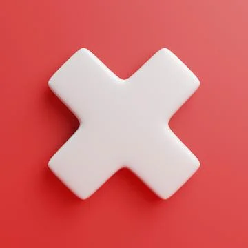 3D White Cross Symbol Top View on Red Background Stock Illustration