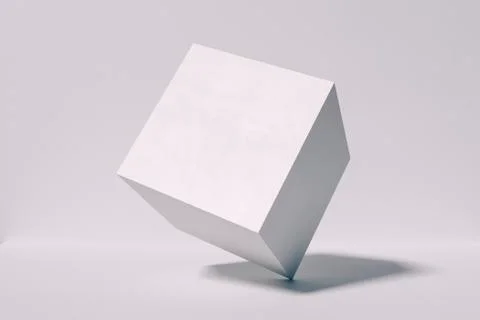 3d white cube against white wall Stock Illustration