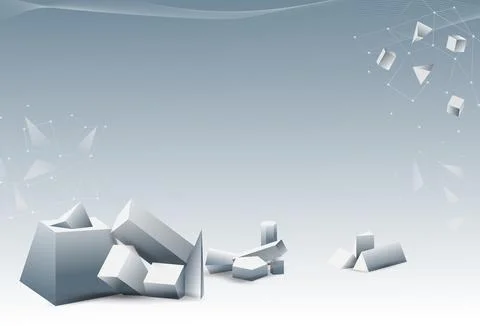 3D white cube background. Abstract geometric shapes. Minimal elements. Polygon イラスト素材