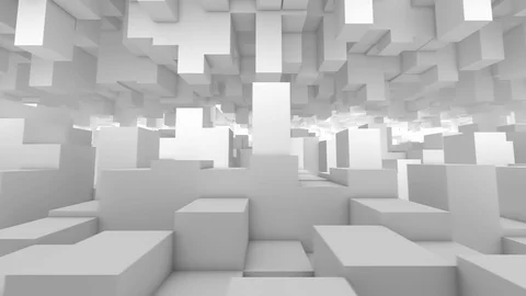 3d white cubes horizontal video loop Stock Footage 122442365