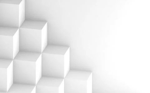 3d white cubes pattern over blank wall background Stock Illustration