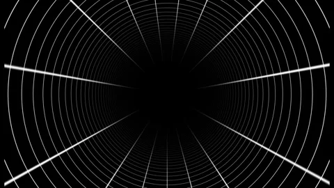 3D white cylindrical hi-tech futuristic tunnel in cyberspace background Stock Footage 296616615