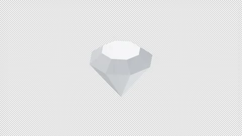 3D White Diamond Rotating Seamless Loop Transparent Background Stock Footage 344234242