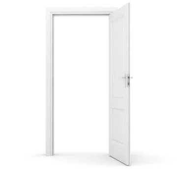 3d white door on white background Illustrazione stock