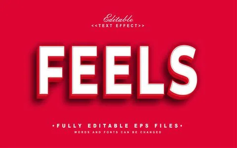 3d white feels text effect Stock Illustration