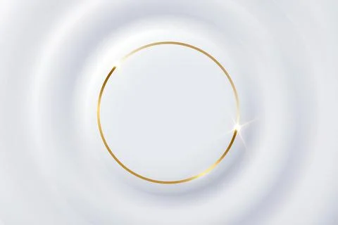 3d white figures with geometric concave and convex surface, golden shiny Illustrazione stock