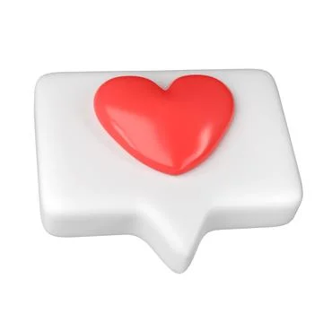 3D white frame with heart and love emoji. Social media online platform concept Stock Illustration