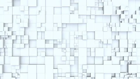 3D White Geometric Cubical Random Size Abstract Background - Animation Loop Stock Footage 141451926