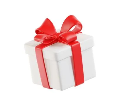 3d White gift box with a red bow Stock Illustration