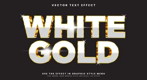 3D White Gold sparkle style shiny editable text Stock Illustration