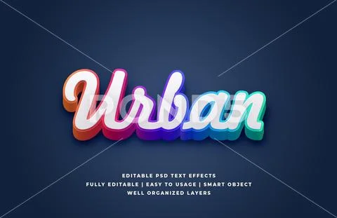 3d white gradient urban text style effect mockup - PSD Template PSD Template