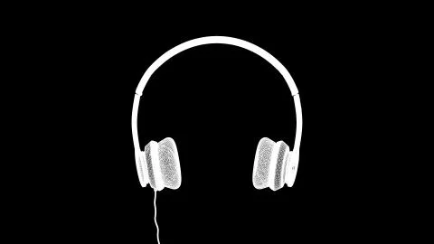 3D White Headphone in Wireframe. Black background 스톡 일러스트