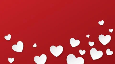 3d white heart shape paper cut style floated on red background have blank s.. Stock Illustration