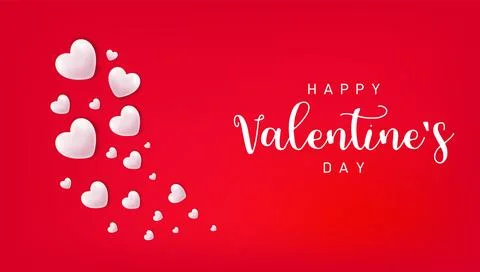 3d White Hearts On Red Background Stock-Illustration
