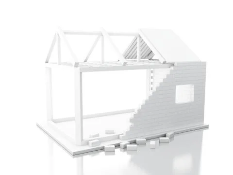 3d White house under construction 스톡 일러스트
