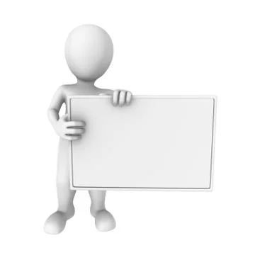 3d white human with the empty board Stock Illustration