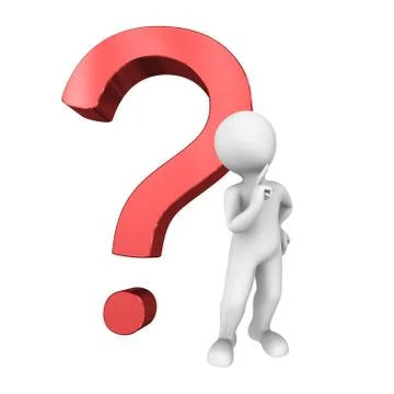 3d white human with a red question symbol Stock Illustration