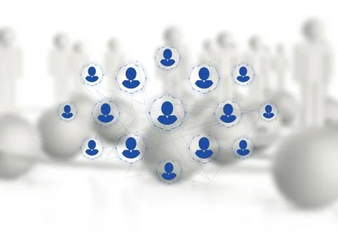 3d white human social network イラスト素材