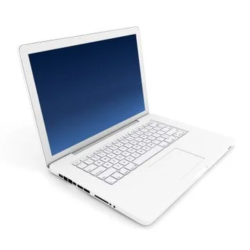 3d white laptop on white background Illustrazione stock