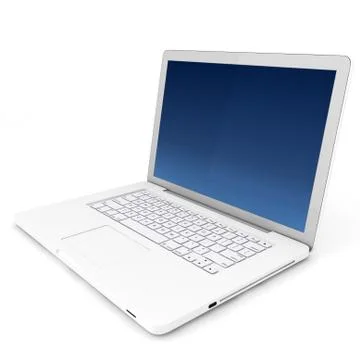 3d white laptop on white background Stock Illustration