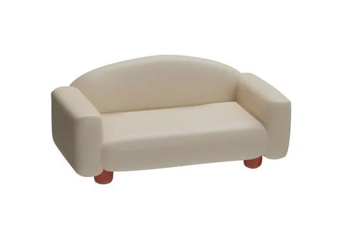 3D white leather sofa. Stock Illustration