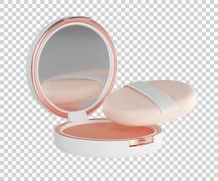 3d White makeup Compact Powder with rose gold accent Stock Illustration