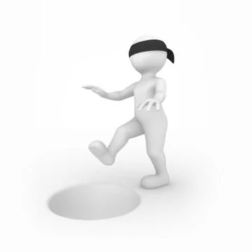 3d white man and deep hole. Risk concept. Stock Illustration