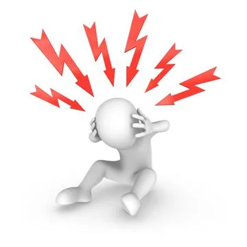 3d white man and red lightning bolts overhead Stock Illustration