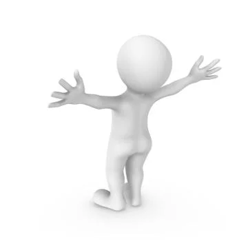 3d white man and something huge... 3d rendered illustration. Stockillustratie