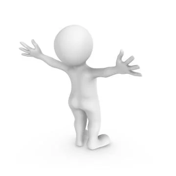 3d white man and something huge... Illustrazione stock
