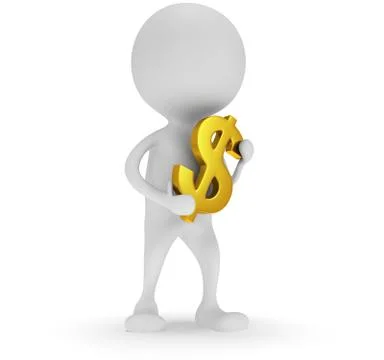 3d white man carry dollar sign Stock Illustration