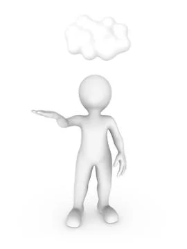 3d white man with cloud isolated on white background Stock Illustration