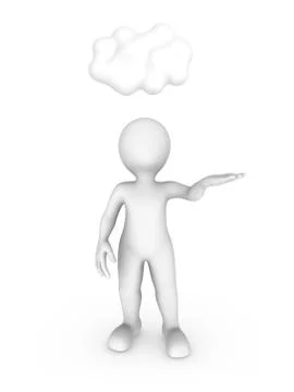 3d white man with cloud isolated on white background Stock Illustration