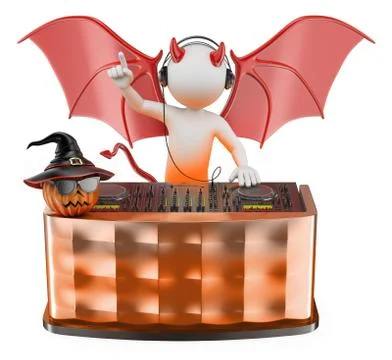 3D white man. DJ playing music at a Halloween party Stock Illustration