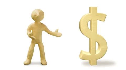 3d white man with dollar sign, isolated white background Stock Footage 48048368