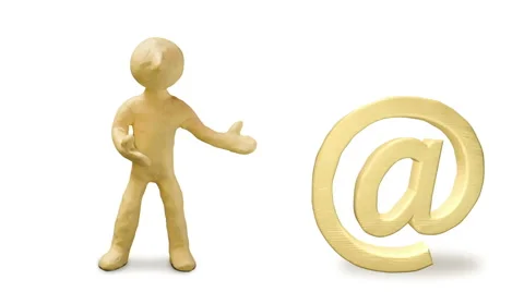 3d white man with e-mail mark, isolated white background 스톡 동영상 48048261