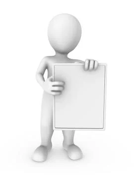 3d white man with the empty board. 3d rendered illustration. Stock Illustration