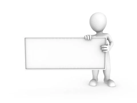 3d white man with the empty board. 3d rendered illustration. Stock Illustration