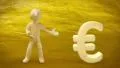 3d white man with euro sign on golden background. HD Footage