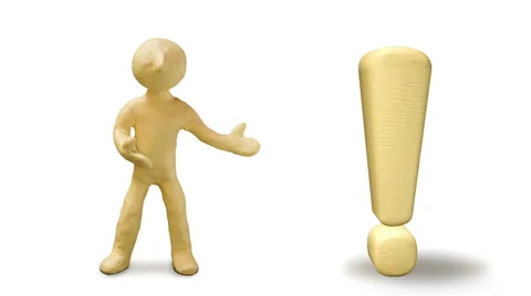 3d white man with exclamation mark, isolated white background Stock Footage 48048316