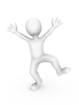 3d white man in happy pose isolated on white background Stock Illustration