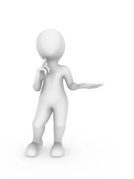 3d white man hold something yours in hand and thinks. 3d illustration. Stock Illustration