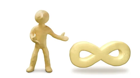 3d white man with infinity mark, isolated white background Stock Footage 48048281